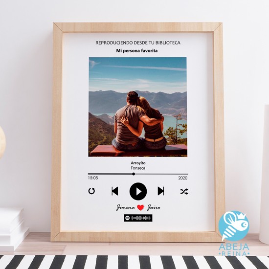 Cuadro de madera Spotify, personalizado con foto y código de canción.  Varios tamaños. -  - Regalos originales y personalizados