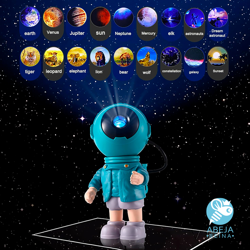 Proyector-De-Cielo-Estrellado-De-Astronauta,-Lámpara-De-Proyección-Led-De-Galaxia,-Altavoz-Bluetooth