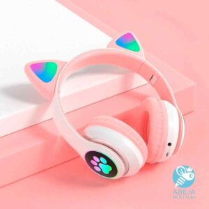 Audífonos bluetooth oreja de gato con luz led