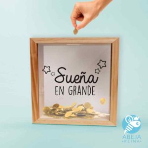 Alcancía de pino 'Sueña en grande'