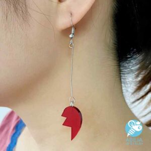 Aretes largos corazón roto