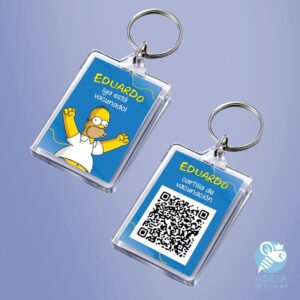 Llavero QR de vacunación Homero personalizado