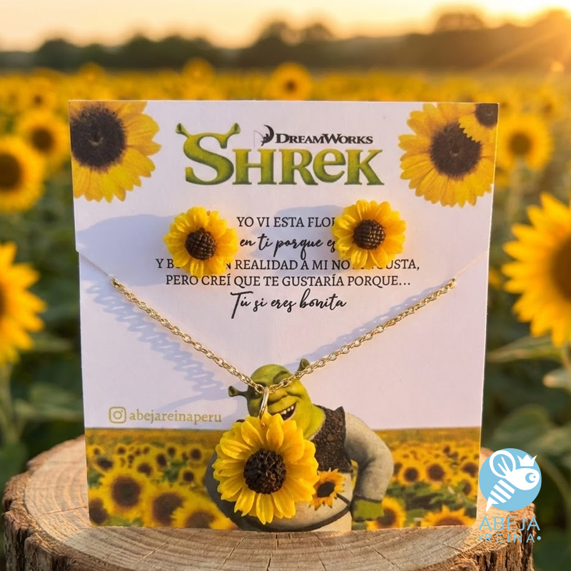 Set de collar y aretes girasol - Shrek