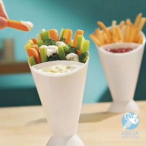 Cono soporte para papas fritas y piqueos 2 en 1