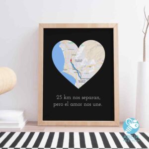 Cuadro personalizado '25km nos separan pero el amor nos une'