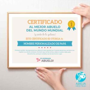 Cuadro personalizado certificado 'Al mejor abuelo del mundo'