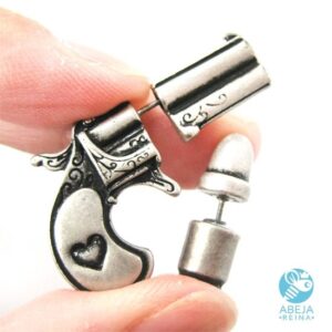Arete diseño pistola y bala