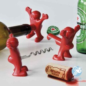 Set de regalo sacacorchos + tapón de vino hombre rojo