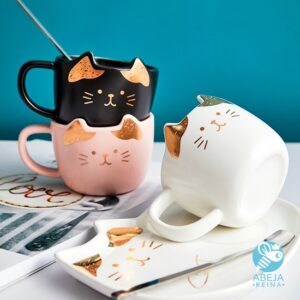 Set taza gato kawaii