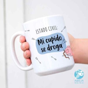 Taza 'Estado civil mi cupido se droga'