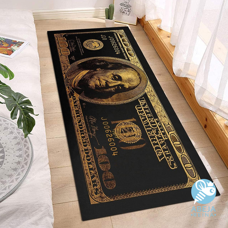 Alfombra negra diseño dólar manifestación